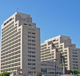 Ronald Reagan State Building in Los Angeles, where the water rights fees case was argued before the California Supreme Court in December 2010.  Photo courtesy of Curbed LA.